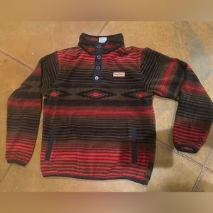 BOY'S AZTEC PRINT POLAR FLEECE PULLOVER - BROWN